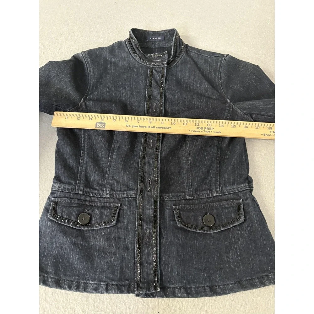 Jones New York Signature‎ Jacket Womens Petite Small Denim Stretch Button Up